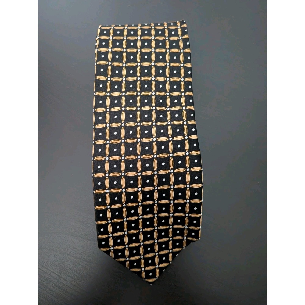 Paul Frederick Black And Gold Silk Necktie 60"
